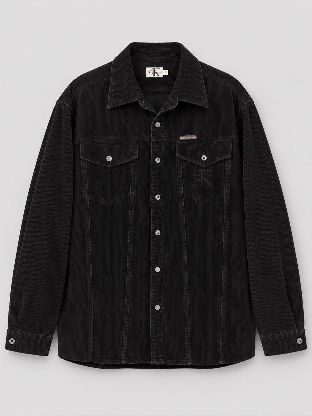 Calvin Klein Jeans Black Corduroy Shirt Jacket Men’s Large Vintage